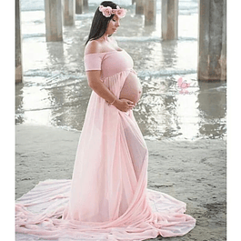 Vestido Largo Hombros Descubiertos Para Embarazadas Ideal Para Sesión De Fotos Talla Plus Kadrihel