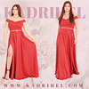 Vestido Largo Rojo Hombros Descubiertos  con Abertura en Pierna De Fiesta Gala Titulación  Tallas Plus Kadrihel 