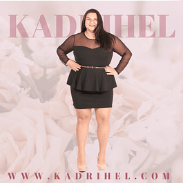 Vestido Corto Peplum Con Transparencia Ideal para Fiestas. Tallas Plus Kadrihel