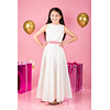 Vestido De Niña Largo De Satin Ideal Para Matrimonios Primera Comunión Fiesta Gala. Modelo N016 (NO INCLUYE EL CINTURON) 