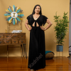 Vestido Largo Blusa Con Nudo En Escote Mangas De Vuelos Ideal Para Fiesta Gala Matrimonio MODELO HERA NEGRO 