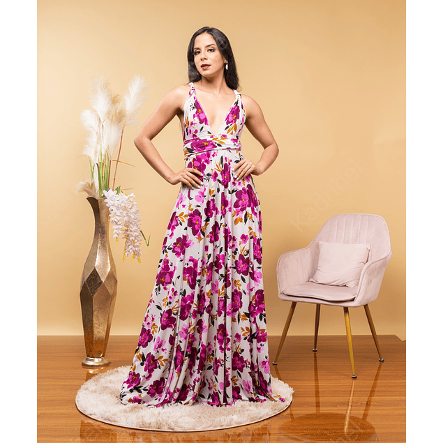 Vestido Multiforma, Multiuso  Estampado Ideal Para Fiesta Damas De honor, Matrimonio. Tallas Pluss Kadrihel