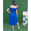 Vestido Asimetrico Azul Rey Ideal Para Fiesta Boda Gala Matrimonio Coctel. Tallas Pluss Kadrihel (No Incluye Cinturon)