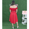 Vestido Asimetrico Rojo Ideal Para Fiesta Boda Gala Matrimonio Coctel. Tallas Pluss Kadrihel (No Incluye Cinturon)