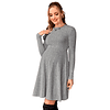 Vestido Acampanado De Embarazada Ideal Para Otoño Invierno Bucaneras. Tallas Plus Kadrihel Modelo I014 (No Incluye Cinturon)