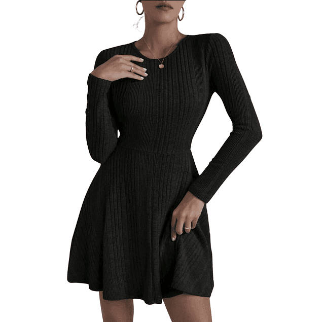 Vestido Casual Corto Manga Larga Ideal Para Otoño Invierno Bucaneras Tallas Plus Kadrihel Modelo I035