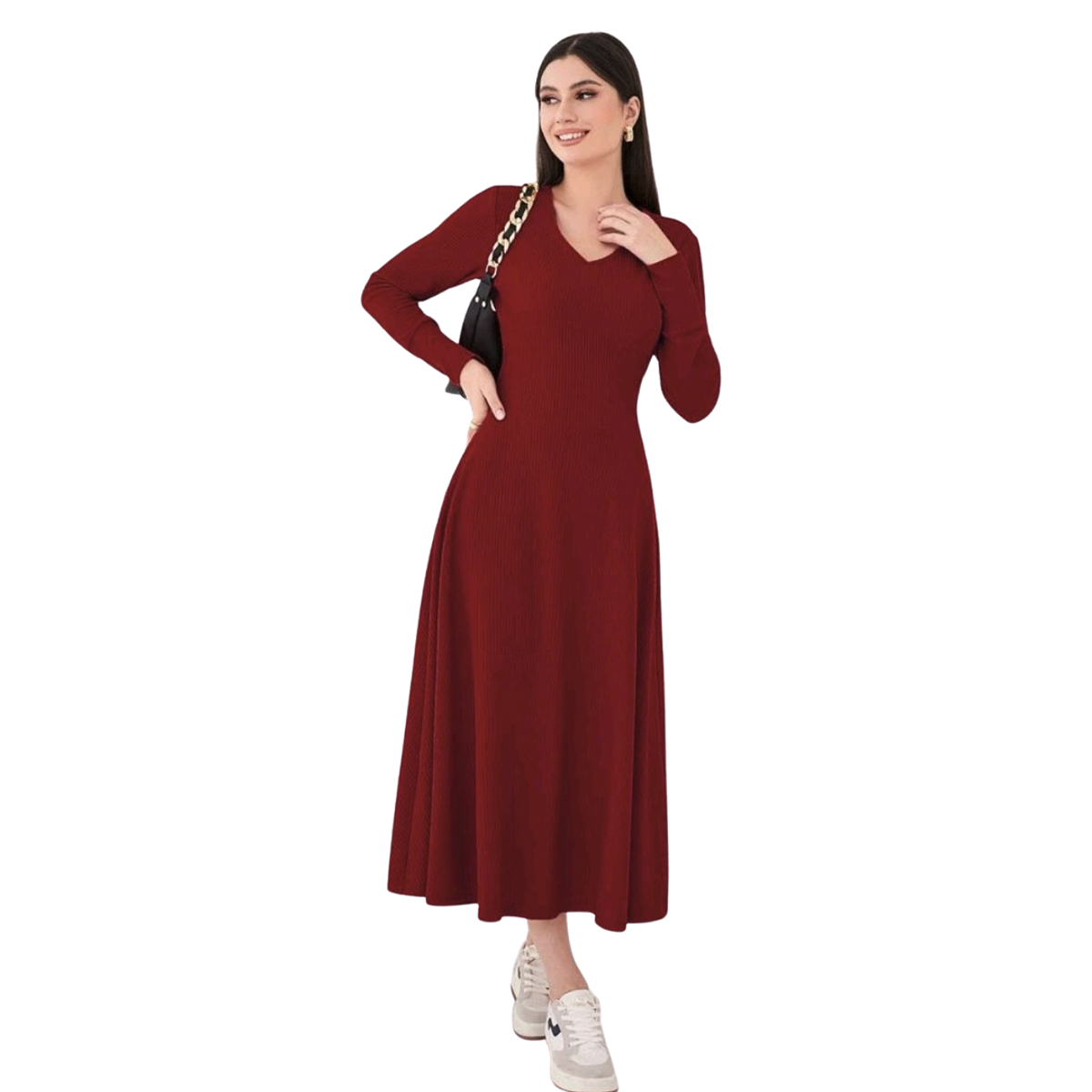 Kadrihel Boutique Vestidos Largos Sencillos Manga Larga Vestido - Main Image