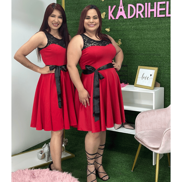 Vestido Acampanado Rojo Ideal Para Fiesta Graduacion Gala Talla Plus Kadrihel