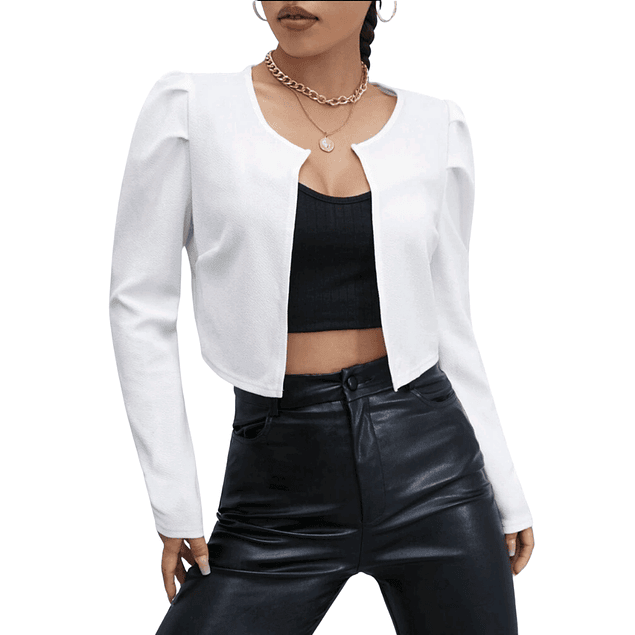 Tapado Bolero Manga Larga Casual Ideal Para Fiesta Coctel Blanco. Tallas Plus Kadrihel Modelo T003