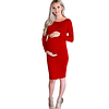 Vestido de Embarazada Ajustado Corto Casual Rojo. Tallas Plus Kadrihel Modelo E032