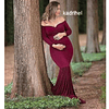 Vestido Sirena Sin Hombros De Embarazada Ideal Para Fiesta Baby Shower. Tallas Plus Kadrihel Modelo E013