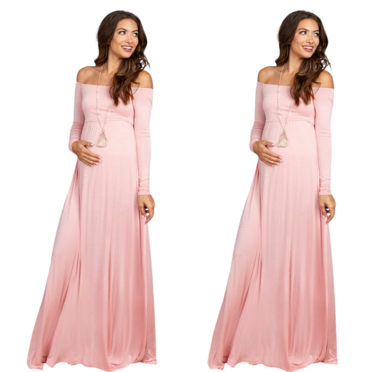 Vestido Largo De Embarazada Con Faralao Ideal Para Fiesta Baby  Tallas Plus Kadrihel Modelo E024 - Main Image