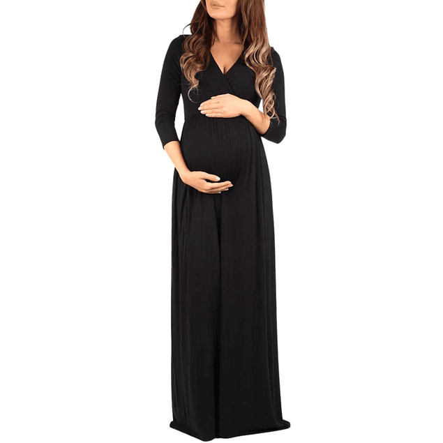 Vestido Largo De Embarazada Cruzado En Busto Ideal Para Fiesta Baby shower Casual. Tallas Plus Kadrihel Modelo E028