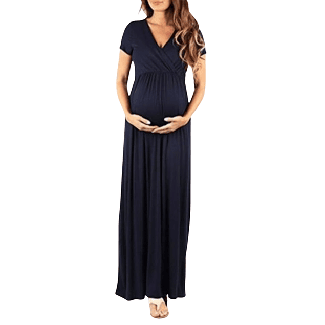 Vestido De Embarazada Cruzado en Busto Casual. Talla Plus Kadrihel Modelo E029