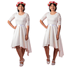 Vestido de Niña Asimétrico Falda de Razo Ideal Para Bautizo, Comunión Matrimonio Fiesta. Modelo  N015