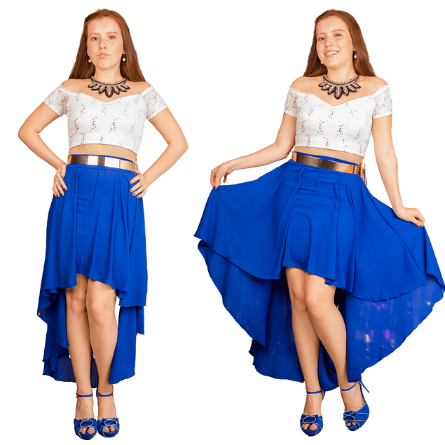 conjunto  falda asimetrica con crop top conjunto sexy vestido de fiesta kadrihel ( NO INCLUYE CINTURON)