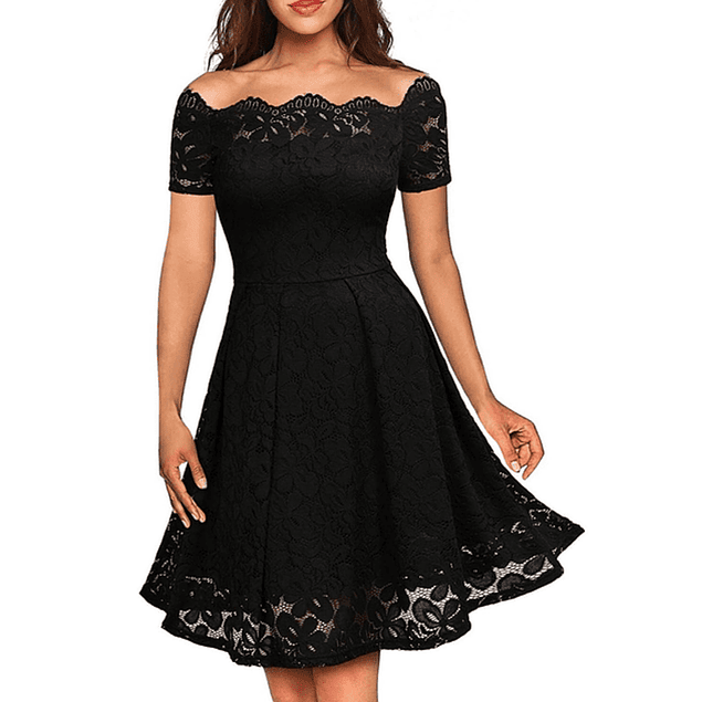 Vestidos de Fiesta Casuales Acampanados Negro Tallas Plus Kadrihel