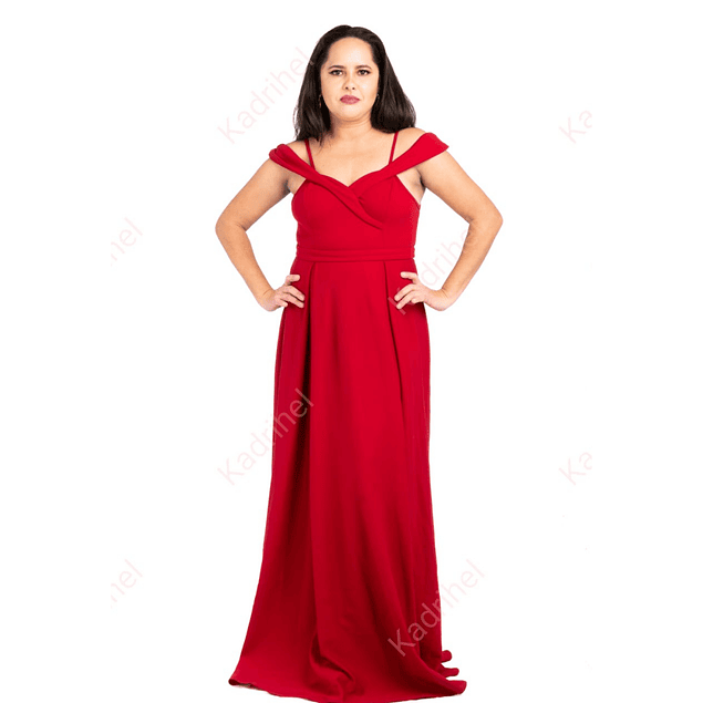 Vestido Largo Con Abertura En Pierna Blusa Corte Princesa Con Tiritas Ideal Para Fiestas Gala Matrimonios. 