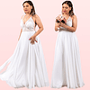 Vestido Largo Blusa Con Transparencia Escote En V Ideal Para Novia Boda Matrimonio SN149