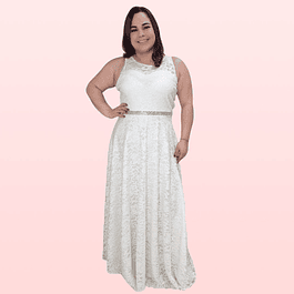 VESTIDO DE NOVIA LARGO MARCA KADRIHEL PLUS SIZE BODA MATRIMONIO MOD-SN175(NO INCLUYE CINTURON)