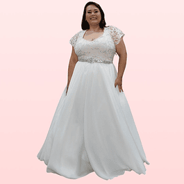 Vestido De Novia Largo Modelo SN75 Ideal Matrimonio Boda Tallas Plus Kadrihel (No Incluye Cinturón)
