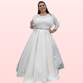 Vestido De Novia Largo Modelo SN69 Ideal Matrimonio Boda Tallas Plus Kadrihel (No Incluye Cinturón)