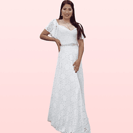 Vestido De Novia Largo Modelo SN74 Ideal Matrimonio Boda Tallas Plus Kadrihel (No Incluye Cinturón)