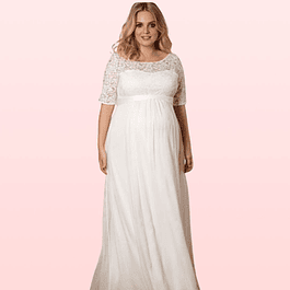 Vestido Largo de Embarazada Ideal Para Matrimonio Boda. Tallas Plus Kadrihel Modelo E048