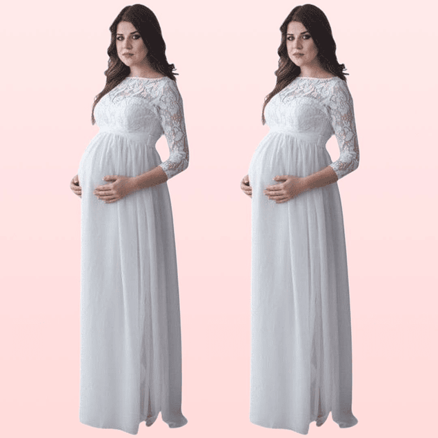 Vestido Largo De Embarazada Idea Matrimonio Boda Baby Shower. Tallas Plus Kadrihel Modelo E052