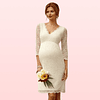 Vestido Corto de Embarazada Cuello En V Ideal Para Matrimonio Boda Civil. Tallas Plus Kadrihel Modelo E039