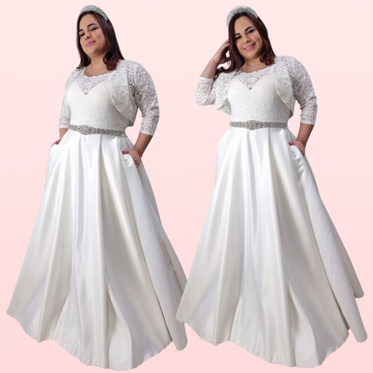 VESTIDO DE NOVIA LARGO MAS TAPADO MARCA KADRIHEL PLUS SIZE BODA MATRIMONIO  MOD-SN69