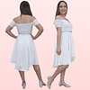 Vestido Asimetrico Blanco Ideal Para Boda Matrimonio. Tallas Pluss Kadrihel (No Incluye Cinturon) SN184