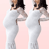 Vestido de Embaraza Sirena De Encaje Ideal Para Boda Matrimonio Baby Shower. Tallas Plus Kadrihel Modelo E017
