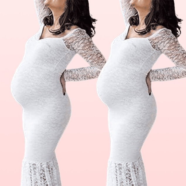 Vestido de Embaraza Sirena De Encaje Ideal Para Boda Matrimonio Baby Shower. Tallas Plus Kadrihel Modelo E017