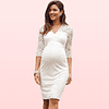 Vestido Corto de Embarazada Cuello En V Ideal Para Matrimonio Boda Civil. Tallas Plus Kadrihel Modelo E040