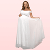 Vestido Largo Falda de Gasa Maternal Ideal Para Boda Matrimonio Baby Shower. No Incluye Cinturon Modelo E062