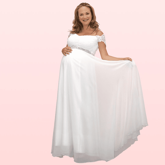 Vestido Largo Falda de Gasa Maternal Ideal Para Boda Matrimonio Baby Shower. No Incluye Cinturon Modelo E062