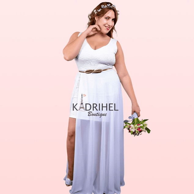 Vestido Largo Ideal Para boda  Tallas Plus Kadrihel. (no incluye cinturón)