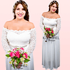 Vestido Largo De Novia Ideal Para boda Matrimonio Tallas Plus Kadrihel. (no incluye cinturón) SN173