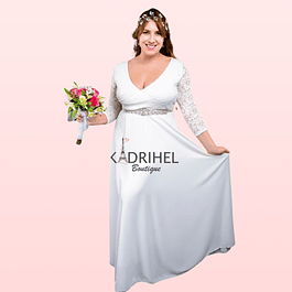 Vestido Largo Ideal Para boda Novia Matrimonio  Tallas Plus Kadrihel. (no incluye cinturón) Modelo SN99