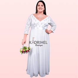 VESTIDO DE NOVIA LARGO MARCA KADRIHEL PLUS SIZE BODA MATRIMONIO MOD-SN165