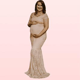 Vestido Sirena De Encaje Para Embarazadas Ideal Para Fiesta Boda Baby Shower. Talla Plus Kadrihel Modelo E009