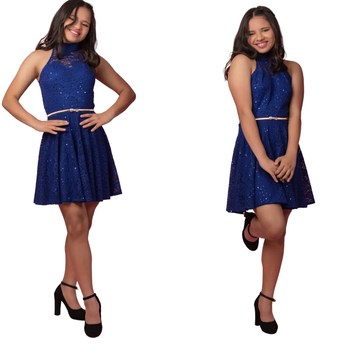 Vestido azul rey línea A