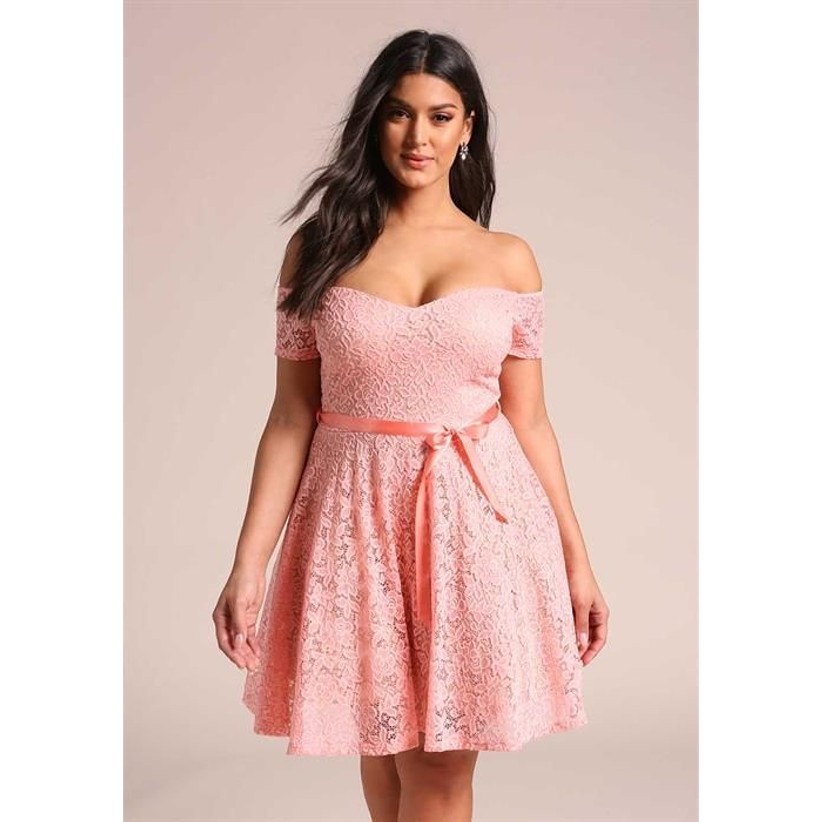 Vestido Asimetrico De Encaje Sin Mangas Y Falda De Gaza T