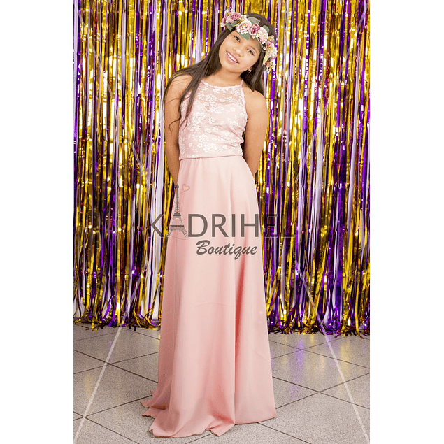 Vestido Largo de Niña Tipo Princesa Para Fiesta Gala Bautizo Comunion Matrimonio. Modelo N017