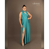 Vestidos Multiforma Largo con Abertura, Vestido Multiuso, Turquesa, Con Top, Kadrihel.