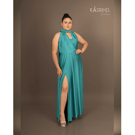 Vestidos Multiforma Largo con Abertura, Vestido Multiuso, Turquesa, Con Top, Kadrihel.