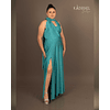 Vestidos Multiforma Largo con Abertura, Vestido Multiuso, Turquesa, Con Top, Kadrihel.