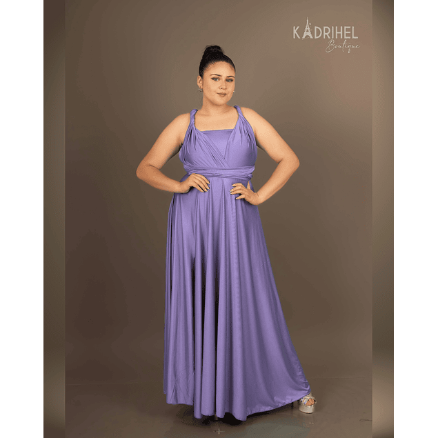Vestidos Multiforma Largo con Abertura, Vestido Multiuso, LILA, Con Top, Kadrihel.