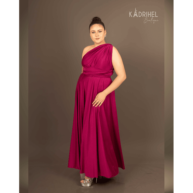 Vestidos Multiforma Largo con Abertura, Damas de honor,Vestido Multiuso, MAGENTA, Kadrihel.